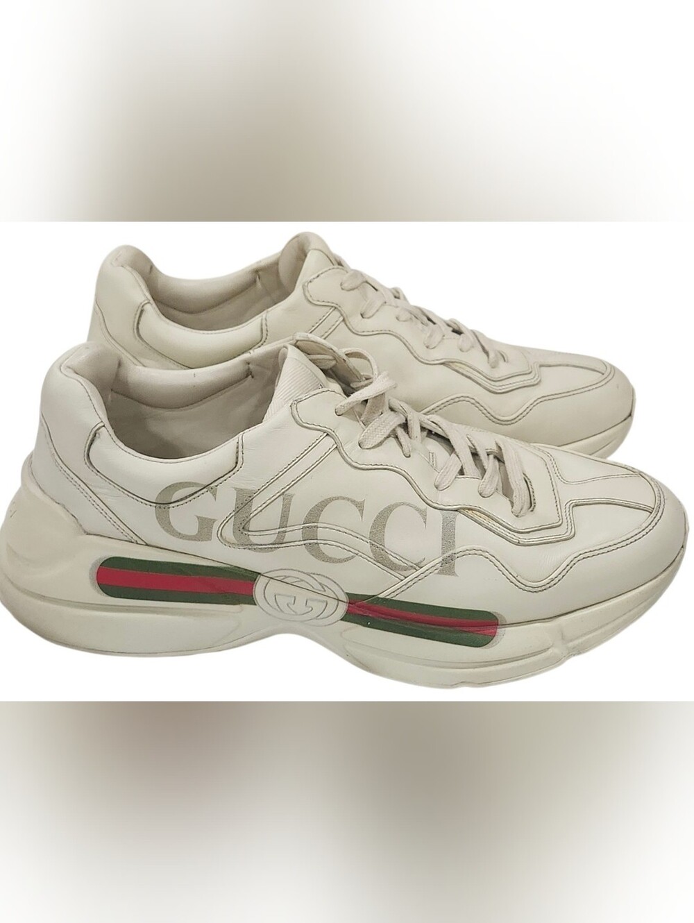 GUCCI Men's Rhyton Sneaker with Gucci logo, Size 10